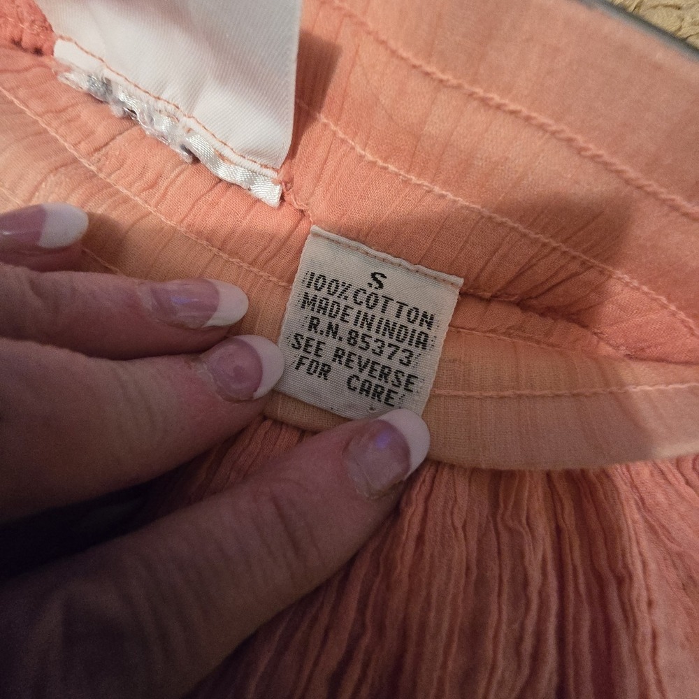 Vintage Crazy Horse Ombre Maxi Skirt Coral Women SM Cottage Boho Hippie Peasant - Picture 6 of 9